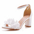 Elegant Floral Buckle Strap Heeled Sandals for Women's Wedding and Party Wear