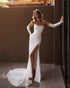 Simple Sweetheart Satin Mermaid Wedding Dress with Slit Sleeves
