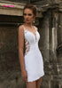 Modern Short Mermaid Wedding Dress with Detachable Train Bridal Gown
