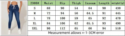 Autumn and Winter Women's Stretch Elastic Waist Jeans Fashion Skinny Ankle-Length Denim Pants