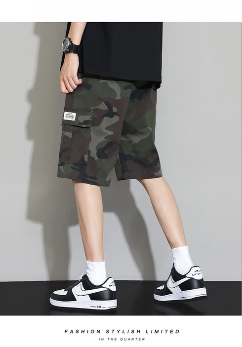 Summer Camouflage Cargo Shorts Men Pocket Casual Outdoor Pants