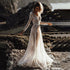 Mordern V- Neck Sequins Wedding Dresses Long Sleeves Gowns