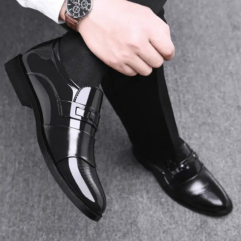 Elegant Men's Formal Oxfords - Slip-On Leather Loafers for Business, Weddings, and Parties - Comfortable Casual Shoes for Every Occasion