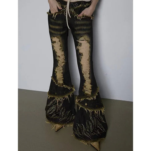 Vintage High Waist Wide Leg Baggy Jeans for Women - Trendy Streetwear Ripped Denim Trousers Perfect for Fall Outfit Inspiration and Styling with Wide Leg Jeans