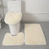 3 Piece Solid Color Bathroom Carpet Set Non-Slip Toilet Lid Cover Rugs Kit