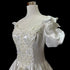 Vintage Lace Wedding Dress Ball Gown With Beading And Pearls Boat Neck Floral Embellishments