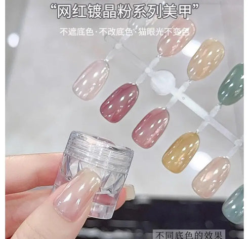 Magic Clear Pearlescent Mirror Effect Nail Glitter Powder - 0.5g Shimmering Aurora Pearl Chrome Pigment for Stunning Nail Art