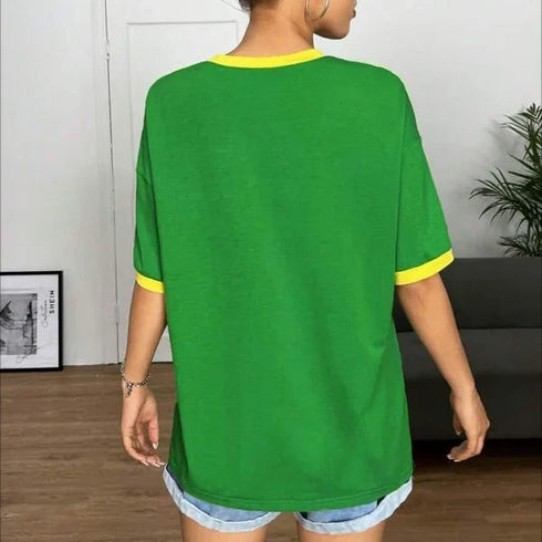 Europe and the United States loose letters yellow green top Y2K women's summer T-shirt sexy clothing street