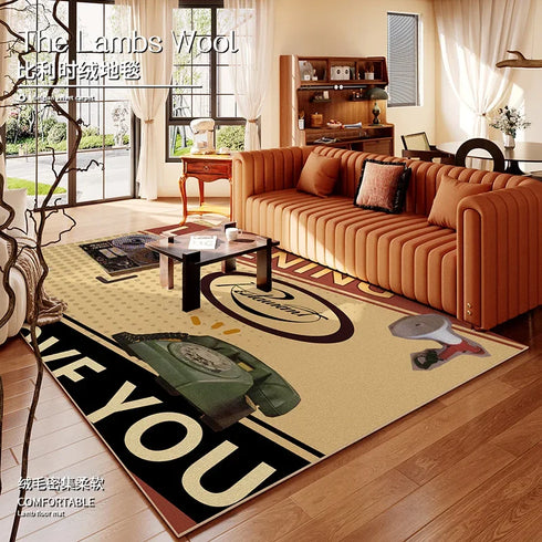 American Retro Cartoon Area Rug for Living Room and Bedroom Decor