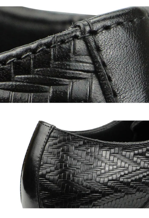 Elegant Black Leather Oxfords for Men Lace Up Formal Office and Wedding Shoes