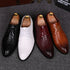 Elegant Plaid Pointed Toe Lace-Up Men's Leather Oxfords - Stylish Casual Business Dress Shoes for Formal Occasions
