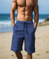Men's Shorts Linen Solid Tooling Wind Elastic Drawstring Comfortable Lightweight Breathable Stylish Quarter Pants
