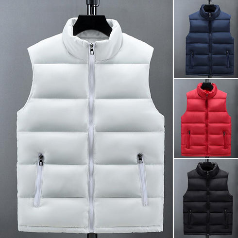 Men's Thermal Sleeveless Padded Vest - Casual Outdoor Body Warmer for Hiking and Winter Wear, Stylish and Functional Down Cotton Jacket, Windproof Design, Perfect for Autumn and Winter Adventures