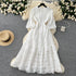Elegant Embroidery White Lace Long Dress for Women Evening Occasion