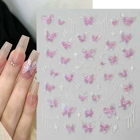 Adorable Pink Christmas Nail Art Stickers with Shiny Shells, Cute Snowflakes, Stars, and Wreaths - 5D Embossed Nail Decorations for Festive Nail Designs