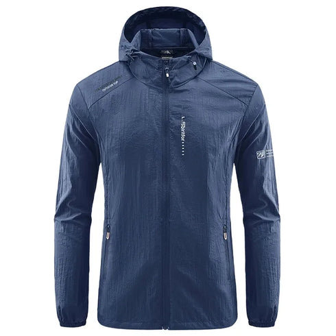 Lightweight Summer Outdoor Windbreaker Jacket for Men - Quick Dry, Sun-Protective, Ideal for Hiking, Fishing, Cycling, and Gym Activities with Hooded Design