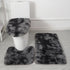 3 Piece Solid Color Bathroom Carpet Set Non-Slip Toilet Lid Cover Rugs Kit