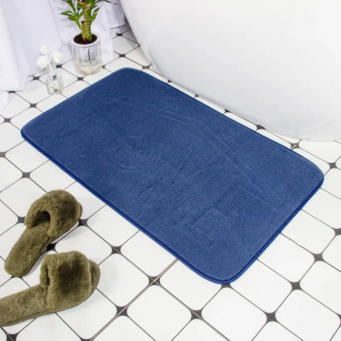 Cobblestone Embossed Non-Slip Bath Mat Memory Foam Carpet for Bathroom Shower Room Doormat