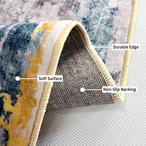 Sun Moon Round Area Rug Soft Non-Slip Mat for Bedroom and Living Room