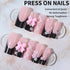 24pcs Reusable Press-On Nails with 3D Bow and Flower Design, Y2K Style Pink Square False Nails for Women and Girls - Short and Medium Length Options