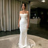 White Satin Mermaid Bridal Gowns Sweep Train Wedding Gown