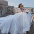Luxury Wedding Dresses O-Neck A-Line Bridal Gowns Lace Appliques Long Sleeves