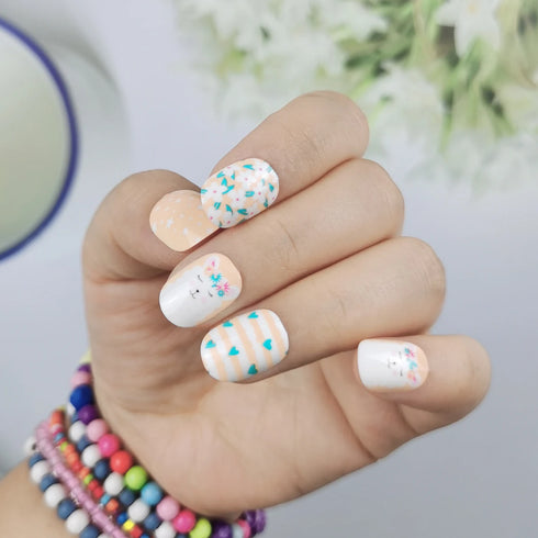 Sparkling Purple Glitter Kids Press-On Nails - 24-Piece Gradient Fake Nail Art Tips for Short Full-Cover Fun and Creative Nail Designs for Girls