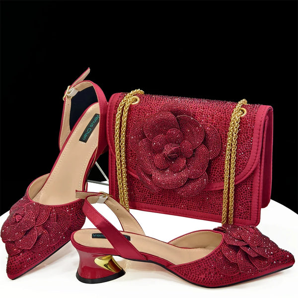 Elegant African Wedding Shoes and Bag Set - Italian Peep Toe Pumps with Matching Handbag for Nigerian Parties