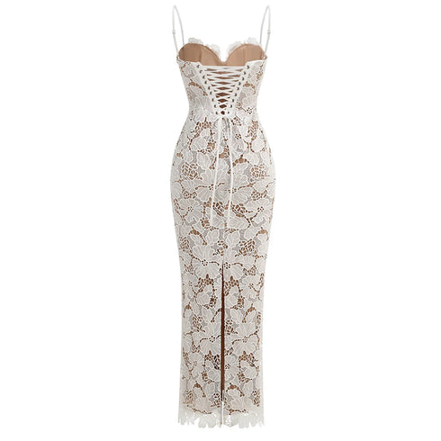 Suninheart Winter Women's Evening Dress Elegant Lace Up Maxi Dress for Special Occasions