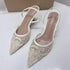 Sexy Mesh Pointed Stiletto Mules Women Heels Elegant
