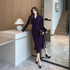 Purpled Elegant Pleated Bodycon Suit Dress for Women Chic Formal Dress