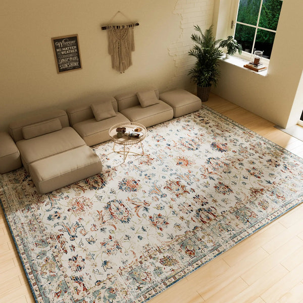 Washable Faux Wool Rug for Bedroom Living Room Kitchen Dining Room Non-Slip Home Decor Carpet Modern Art Design