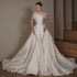 Off The Shoulder Short Sleeve Sweetheart Neck Beading Bow Satin Mermaid Wedding Dress With Detachable Train