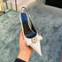 French Temperament Bow Pointed Toe Thin Heels For Women