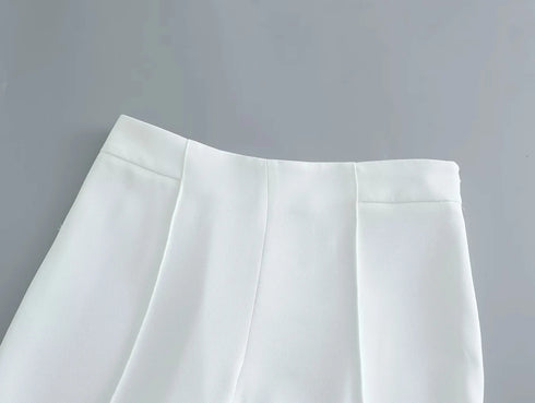 Chic Women's Office Blazer and Wide Leg Pants Set - Long Sleeve V Neck Sashes Blazer with Elastic Waist High Waist Trousers for Casual Spring/Summer Fashion