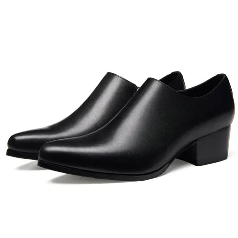 Men's Leather Business Shoes Slip-On Pointed Toe Loafers for Weddings and Daily Wear