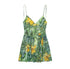 TRAF Women's Vacation Style Printed Silk Mesh V Neck Halter Mini Dress
