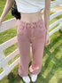 Y2k Pink High Waist Causal Wide Leg Jeans Women Straight Denim Pant