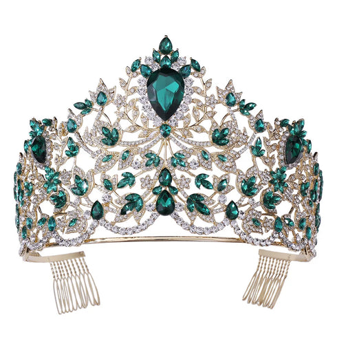 Opulent Baroque Rhinestone Wedding Crown Tiara for Pageants and Special Occasions