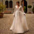 Eightree Elegant Wedding Dresses A-Line V Neck Puff Sleeve Gowns