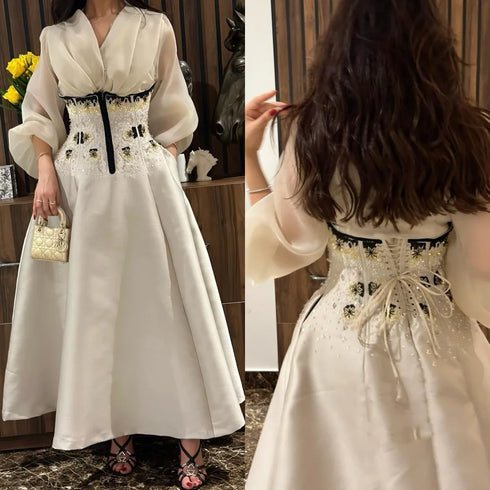 Customized Jiayigong Applique Wedding Party A-line Gown