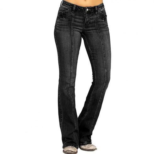 Women's Low Waist Boot Cut Jeans Slim Stretch Denim Trousers