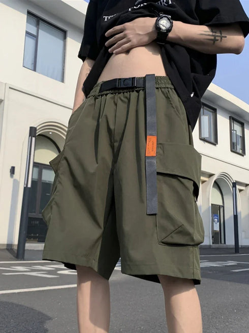 Summer Men's Functional Cargo Shorts Multi-Pocket Baggy Gym Shorts Streetwear Bermuda