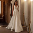 Customized Satin Wedding Dresses A Line V Neck Bride Gown Elegant Sleeveless Floor Length
