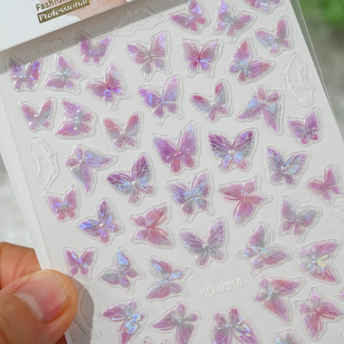 Adorable Pink Christmas Nail Art Stickers with Shiny Shells, Cute Snowflakes, Stars, and Wreaths - 5D Embossed Nail Decorations for Festive Nail Designs