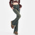 Ripped High Waist Flared Jeans For Women Retro Denim Trousers Casual Street Style Classic Fit