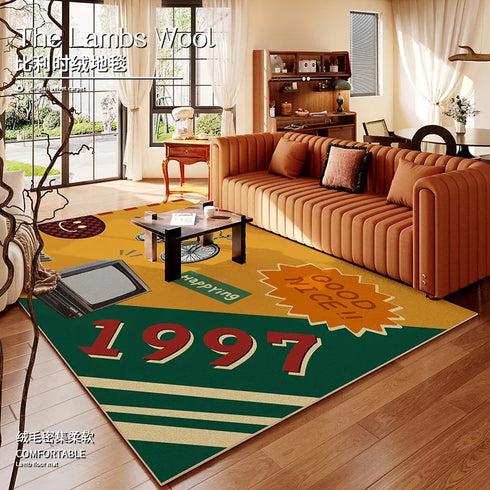 American Retro Cartoon Area Rug for Living Room and Bedroom Decor