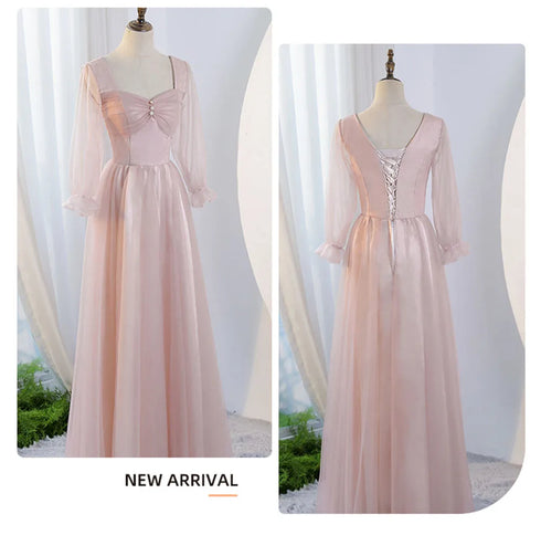 V-Neck Ruched Tulle A-Line Dress With Square Collar And Appliques And Bow Bridesmaid Dress