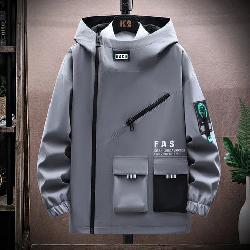 Men's Casual Zipper Hooded Jacket - Spring and Autumn Baseball Uniform with Front Pocket, Loose Pullover Style for Everyday Wear