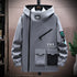 Men's Casual Zipper Hooded Jacket - Spring and Autumn Baseball Uniform with Front Pocket, Loose Pullover Style for Everyday Wear